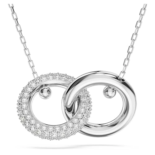 Swarovski Colgante Dextera, Bucle entrelazado, Blanco, Baño de rodio