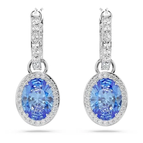Swarovski Constella Oorhangers, Oval-slijpvorm, Blauw, Rodium toplaag