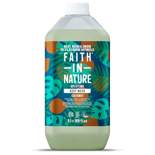 Faith In Nature Natural Body Wash - Duschgel - Vegan & Cruelty Free, ohne SLS oder Parabene - 5L Nachfüllpack - Kokosnuss