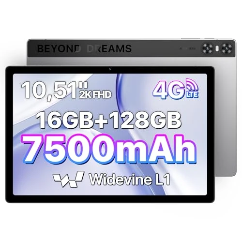 UMIDIGI A13 Tab 10.5 Zoll Tablet, 16GB(8+8)+128GB/1TB Android Tablets mit SIM Card Slot/Stift, 2K FHD Display, Octa-Core 2,0 GHz Prozessor, 13MP Kamera, 7500mAh Akku, GPS, GMS, OTG, Widevine L1