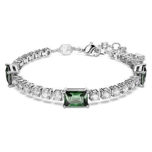 Swarovski Matrix Tennis Bracelet, White and Green Crystals in a Rhodium Plated Setting, from the Matrix Collection