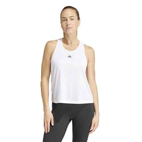 Adidas Femme Train Essentials Minimal Branding Racerback Tank Top, White, S