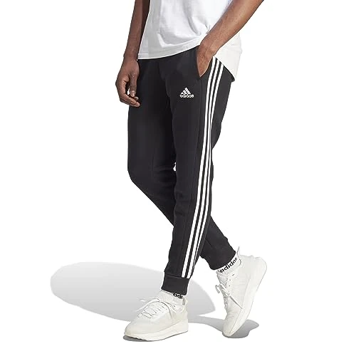 Oferta limitada: adidas Hombre Essentials Fleece 3-Stripes Tapered Cuff Pants, Black / White, XS de 50.80 EUR a 50.80 EUR (ahorro 0%)