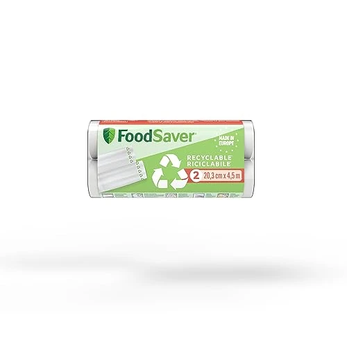 Offerta a tempo: FoodSaver 2 rotoli sottovuoto alimenti 100% riciclabili 20 cm x 4,5 mt - 35% da 16.99 € a 10.98 €