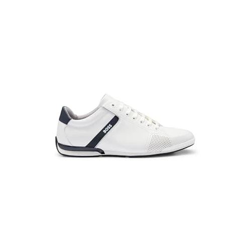 Limited-time offer: BOSS Mens Saturn Lowp Leather Trainers with Odour-Control Lining Size 10 White from 139.00 £ to 114.00 £ (save 18%)