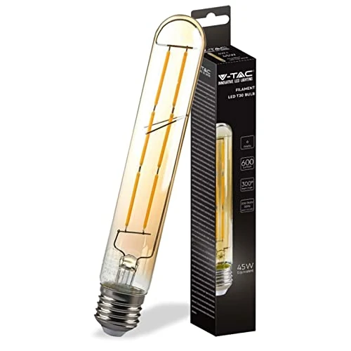 V-TAC Lampadina LED Filamento Ambrata T30 con Attacco E27-6W (Equivalenti a 45W) - 100 Lumen - Lampadine Vintage Vetro - Massima Efficienza e Risparmio Energetico - 2200K Bianca Calda