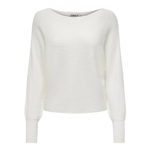 ONLY Damen Onladaline L/S Short Pullo KNT Noos Strickpullover Mit U-Boot-Ausschnitt 15226298,Snow White,M