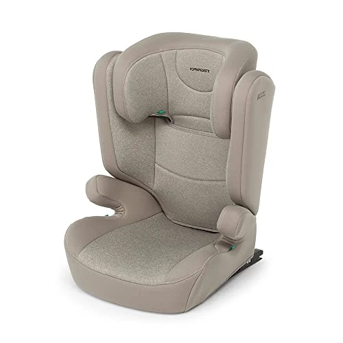 Foppapedretti Time I-Size Car Seat for Children 100 to 150 cm Height, 3-12 Years, ECE R129 Compliant, Dualfix Fixation (Isofix and Not), Safe Body Protection, Comfort Kid Pad, Sand