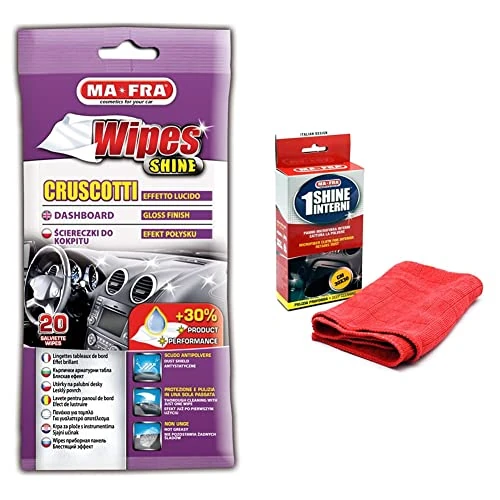 Ma-Fra 8005553015770 Wipes Clean, Salviette per Cruscotti Effetto Lucido & 1Shine Interni, Panno in Microfibra per Interni, 30x30cm