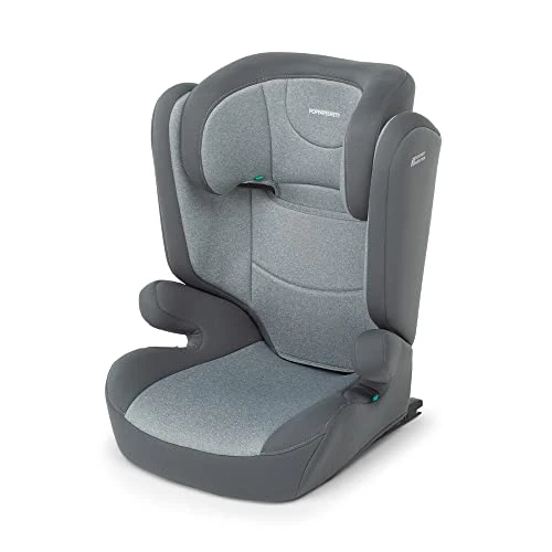 Foppapedretti Asiento infantil para coche Time I-Size de 100 a 150 cm de altura, 3 – 12 años, ECE R129, fijación dual fija (Isofix y Non), protección corporal segura, Comfort Kid Pad, color plateado
