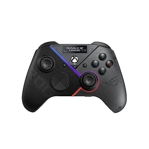 ASUS ROG Raikiri Pro Controller PC Wireless, Display OLED, USB-C/2,4GHz/BT su PC e Xbox, RGB Aura, 4 pulsanti rimappabili, Trigger step/lineari, Sensibilità Regolabile, Jack da 3,5 mm, ESS DAC, Nero