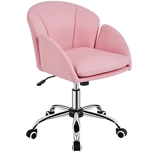 Offerta a tempo: Yaheetech Sedia Ufficio con Schienale a Petali in Finta Pelle Rosa - 0.00% da 69.99 € a 69.99 €