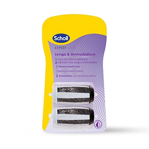 Scholl ExpertCare wygładza i zmiękcza, 2 części zamienne do systemu elektronicznego 2 w 1 ExpertCare wygładza i zmiękcza, 2 wkłady do usuwania twardej skóry i zmiękczania dla optymalnego wykończenia