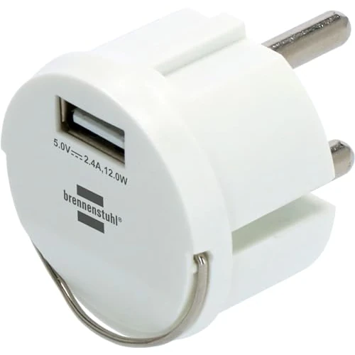 Brennenstuhl Adattatore per presa USB (caricatore USB per l'uso in nidi di prese, 2,4 A, adatto per prese IP44 e avvolgicavo di Brennenstuhl, design piatto)