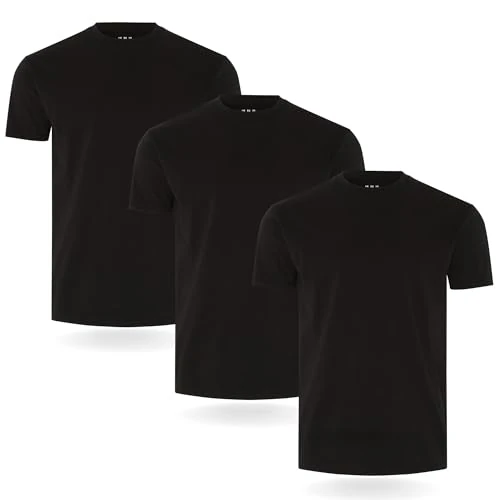 FM London 3/5-pack heren T-shirt - premium gewicht T-shirts voor heren met licht getailleerd ontwerp - superzacht - gemaakt van 100% katoen - stretch pasvorm voor elke gelegenheid - duurzame