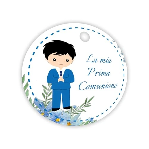 30 pezzi cartellini Prima Comunione bambino, 35mm, confetti, segnaposto, non personalizzabili, bimbo (M30-C)