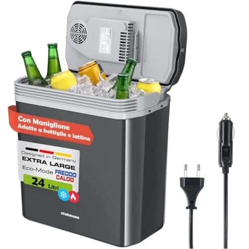 Tijdelijke aanbieding: Draagbare elektrische koelkast voor auto, 24 liter, mini-koelkast met ergonomische handgreep, 230 V en 12 V, koude en warme modus, ideaal voor vrachtwagen, auto, boot, camping, camper (grijs) van 69.90 € naar 69.90 € (0.00% korting)