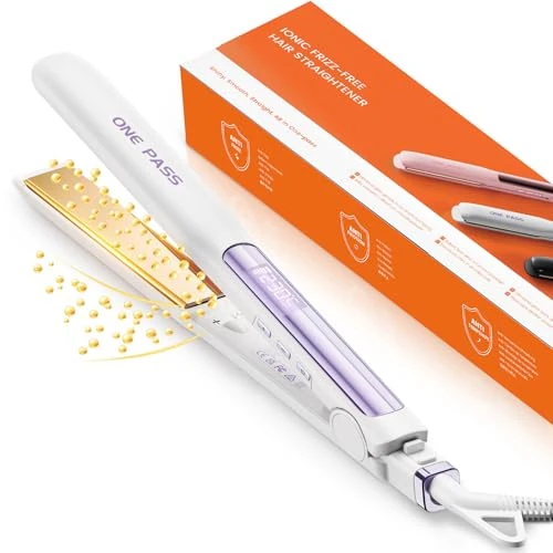 Faszin Hair Straightener, Fast Heating Titanium Flat Iron with Negative Ions to Create Sleek Style, 3D Floating Wide Plate for Both Thick and Thin Hair, Dual Voltage & 11 Levels Adjustable Temp