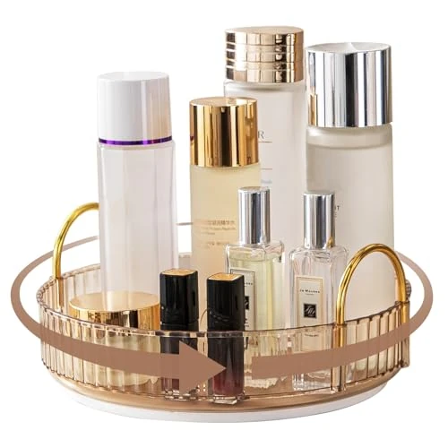 Limited offer: CESTATIVO Makeup Organizer for Vanity, 360° Rotating Bathroom Organizer Countertop, High-Capacity Skincare Organizer, Spinning Cosmetics Organizer for Dresser Countertop (1 Tier, Amber) from 15.95 EUR to 14.99 EUR (save 6%)
