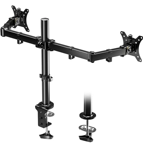 Limited-time offer: BONTEC Dual Monitor Stand for Desk, Arm Desk Mount for 13-32in Screens, Supports 10 kg per Arm, Adjustable Height 410 mm, Tilt ±45°, Swivel 180°, Rotate 360°, VESA 75/100 mm, Clamp & Grommet Base from 28.98 GBP to 23.98 GBP (save 17%)