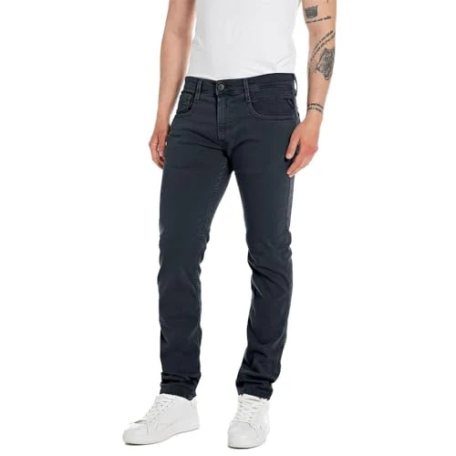 Replay Vaqueros elásticos para hombre, azul (Deep Blue 498), 28W / 32L
