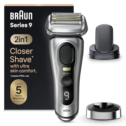 Braun Series 9 Pro+ elektrisch scheerapparaat, ProComfort opzetstuk, laadstation, Wet & Dry, 9557s, zilver