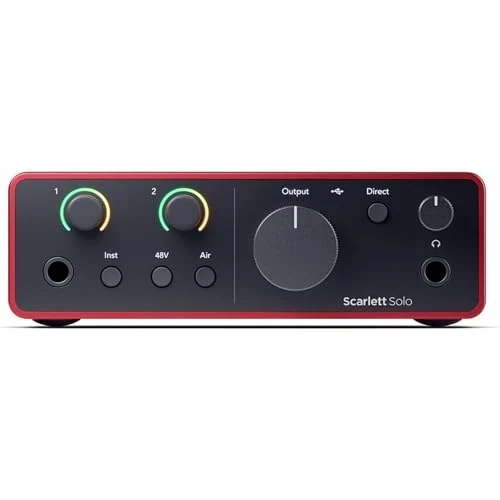 Focusrite Scarlett Solo 4.ª gen. interfaz de audio USB para guitarristas, cantantes o productores. Grabación con sonido de estudio y alta fidelidad y todo el software que necesitas