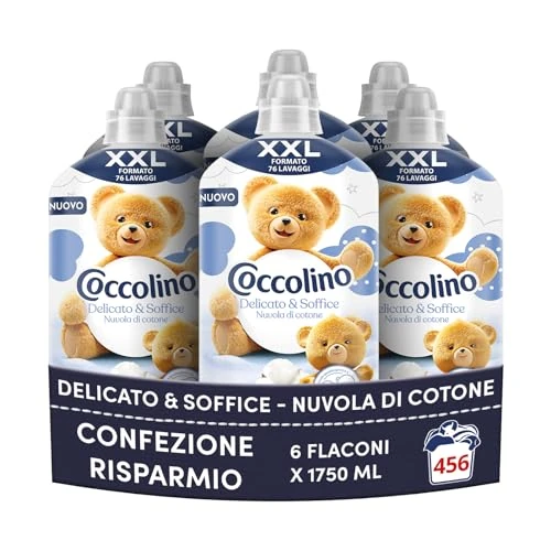 Coccolino Fabric softener concentrate, soft and soft, fabric softener in the washing machine, hypoallergenic and dermatologically tested, XXL size up to 456 washes, 6 pieces - 1850 ml