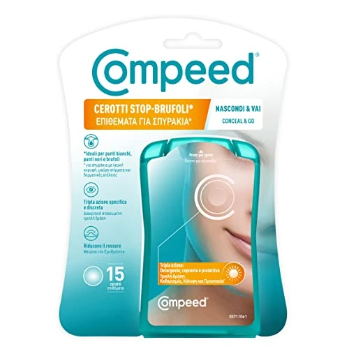 Compeed® Stop espinillas, ocultar y ir – Tiritas invisibles aptas para todos los tonos de la piel - Triple acción limpiadora, cubriente y protectora. Para uso diario – 15 unidades
