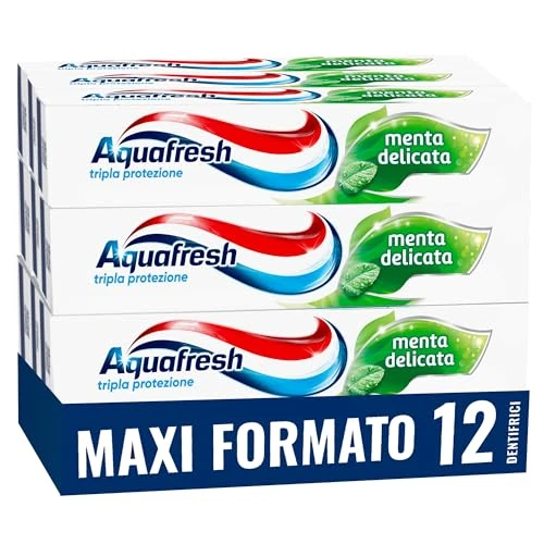 Offerta a tempo: Aquafresh Tripla Protezione, Dentifricio 3 in 1, Menta Delicata, 12x75 ml - 18% da 21.40 € a 17.64 €