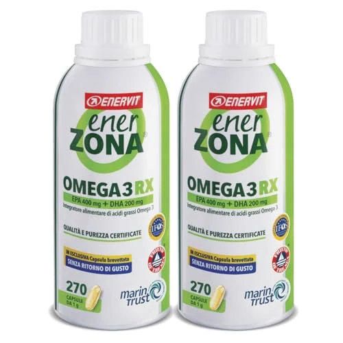 Oferta ograniczona: Enervit, Enerzona Omega 3 RX 270 x2 kapsułki 1g bez powrotu smaku, suplement Omega 3 IFOS, kwasy tłuszczowe dla serca, wzroku i mózgu, olej rybny 1000 mg, bezglutenowy olej rybny z 161.00 EUR na 149.00 EUR (znizka 7%)