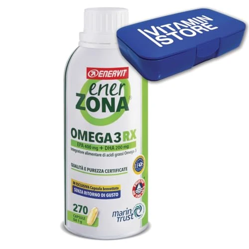 Offerta a tempo: Enervit, Enerzona Omega 3 RX 270 Capsule da 1g Senza Ritorno di Gusto, Integratore Omega 3 IFOS, Acidi Grassi per Cuore, Vista e Cervello, Olio di Pesce Omega 1000mg, Senza Glutine, con Portapillole - 15% da 84.89 € a 71.94 €