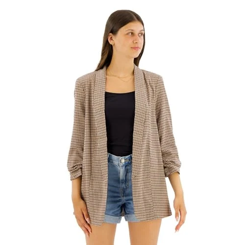 Pieces Femme Imprimé 3/4 Pcboss Noos Blazer, Gris Clair, S EU