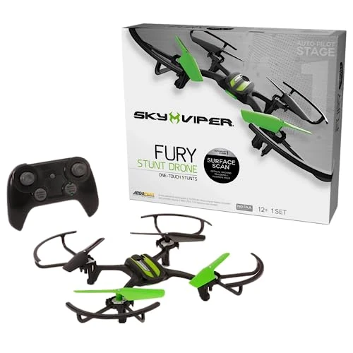 Sky Viper Fury Stunt Drone avec technologie de balayage de surface, micrologiciel de qualité professionnelle offrant un vol simple et stable pour les débutants et les amateurs, comprend un capteur de