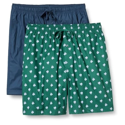Zeitlich begrenztes Angebot: Amazon Essentials Herren Pyjama-Shorts, Kurz, Baumwoll-Stretch-Popeline, 2er-Pack, Indigo/Wolf, XXS von 17.50 € auf 17.50 € (0.00% Rabatt)