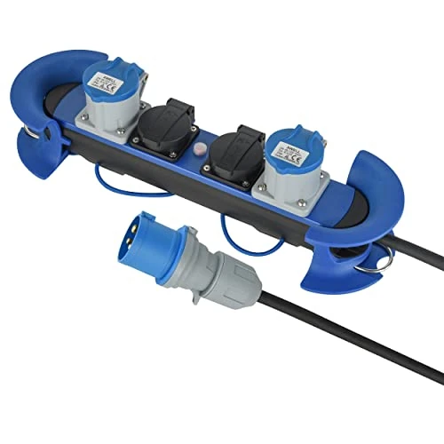 Oferta limitada: Electraline 62580 Regleta Base Multiple Profesional IP44, 2 Tomas CEE + 2 Tomas Schuko con Enchufe CEE IP44, Colgante con 2 Ganchos, Cable de Goma H07RN-F 3G2.5 5M, para Campistas, Caravan, Camping de 83.60 € a 83.60 € (ahorro 0.00%)
