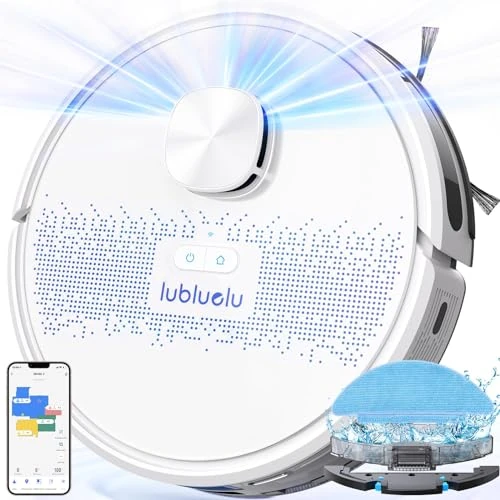 Tijdelijke aanbieding: Lubluelu Robotstofzuiger met Dweilfunctie 3-1, 4000Pa Stofzuigerrobot Lasernavigatie met 5 Kaarten, Robot Stofzuiger met APP-Bediening, Ideaal voor Huisdierhaar, Tapijten, Harde Vloeren, Wit (SL60D) van 199.99 EUR naar 199.99 EUR (korting 0%)