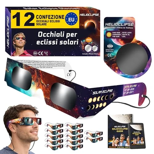 Limited-time offer: Helioclipse 12 Pack Solar Eclipse Glasses 2026 ISO 12312-2 Certified - Solar Eclipse Viewing Glasses UK - Solar Glasses & 2x Phone Filter from 14.95 £ to 11.95 £ (save 20%)