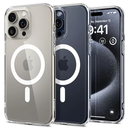 Spigen Ultra Hybrydowe etui MagFit do iPhone'a 15 Pro Max, [odporne na wstrząsy klasy wojskowej] [odporne na żółknięcie] smukłe przezroczyste magnetyczne etui na telefon, kompatybilne z MagSafe -