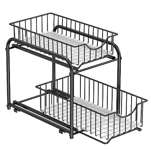 Offerta a tempo: SONGMICS Organizzatore da Cucina, Scaffale a 2 Ripiani Estraibili per Armadietto, Organizzatore Impilabile Sottolavello con Cassetti Portaoggetti, per Cucina, Bagno, Nero Inchiostro KCS017B01V1 - 31% da 31.99 € a 22.23 €