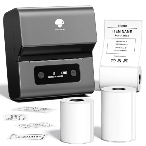 Tijdelijke aanbieding: Phomemo M221 labelprinter met 3 rollen etiketten, labelmaker Bluetooth Thermo etikettenprinter voor kleding, sieraden, detailhandels, barcode en meer, compatibel met Android iOS en Windows,grijs van 69.99 € naar 69.99 € (0.00% korti