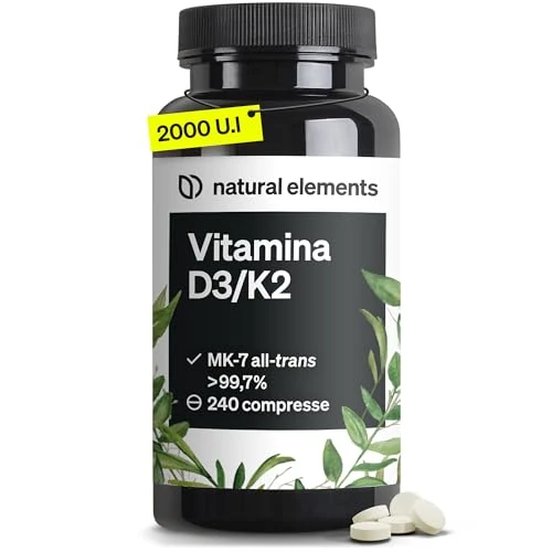 Limitiertes Angebot: natural elements Vitamin D3 + K2 – > 99,7% all-trans MK-7 & 2000 IE Vitamin D3 – 240 Tabletten – hochdosiert, optimal bioverfügbar – ohne unnötige Zusätze – in Deutschland produziert von 21.99 EUR auf 17.59 EUR (Spare 20%)