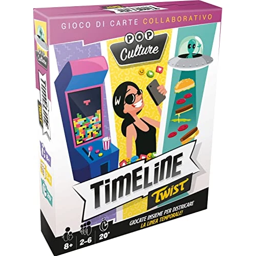 Asmodee - Timeline Twist: Pop Culture - Jeu de table, 2-6 joueurs, 8+ ans, édition en italien