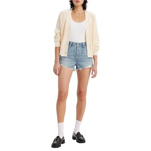 Offerta a tempo: Levi's 501 Original Shorts, Pantaloncini di jeans Donna, Finitura Vaguale, 28W - 30% da 65.00 € a 45.49 €