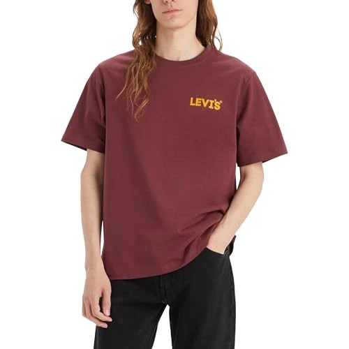 Levi's Ss Relaxed Fit Tee Camiseta, Headline Logo Red Mahogany, XS Hombre