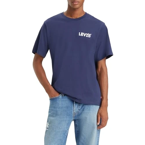 Levi's Herren Ss Relaxed Fit Tee T-Shirt,Headline Logo Nava,XS