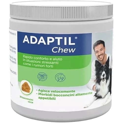 ADAPTIL l® Chew - Natural Calming Snacks for Dogs - 30 Pieces - Tranquilizer and Stress Relief for Hyperactive Agitated Dogs, Relaxation for Travel and Stressing Moments