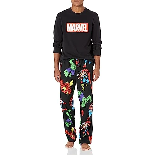 Amazon Essentials Disney | Marvel | Star Wars męskie zestawy piżam flanelowych, Marvel Avengers, L
