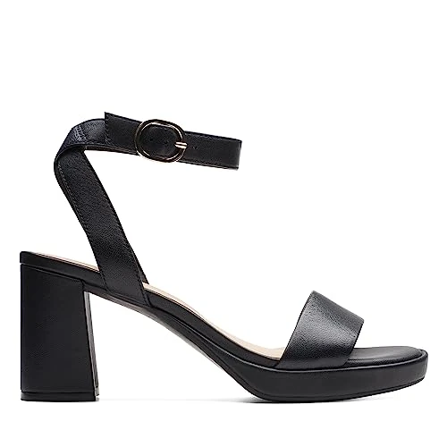 Clarks Femme Ambyrlyn Bay Sandale à Talon, Cuir Noir, 41 EU