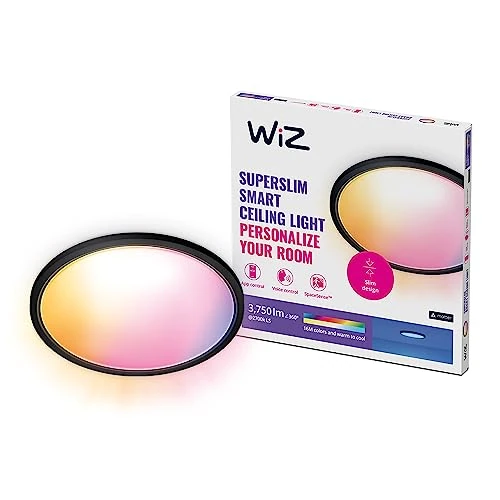 Offerta a tempo: WiZ Plafoniera SuperSlim Smart WiFi, 550 mm, Nero - 25% da 162.05 € a 121.49 €